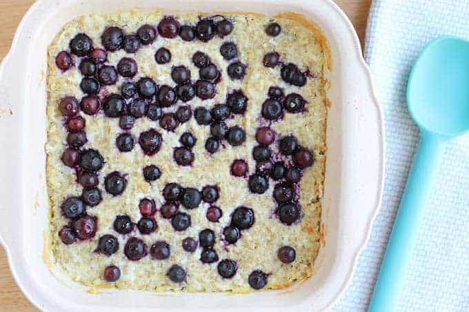 baked oatmeal with blueberries
