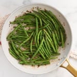 Green beans in frying pan for sesame green beans.