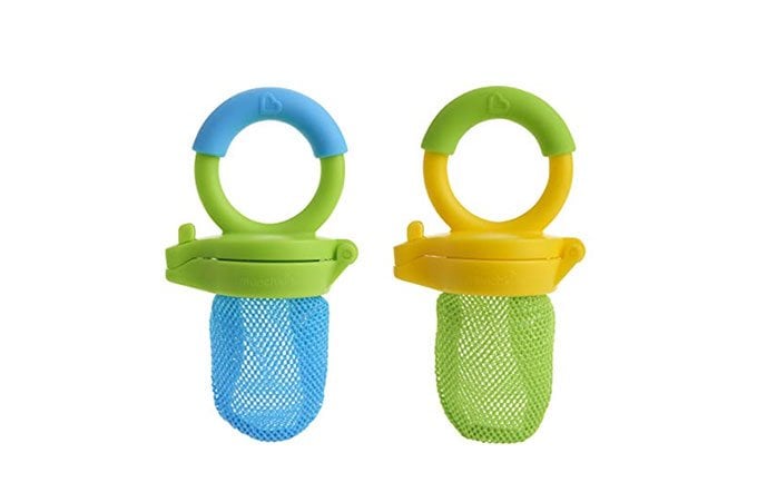 Baby Food Feeder Fruit Feeder Pacifier (2 Pack) with 3 Different Sized  Silicone Pacifiers, Mash and Serve Bowl with 4 Baby Spoons Silicone  Soft-Tip