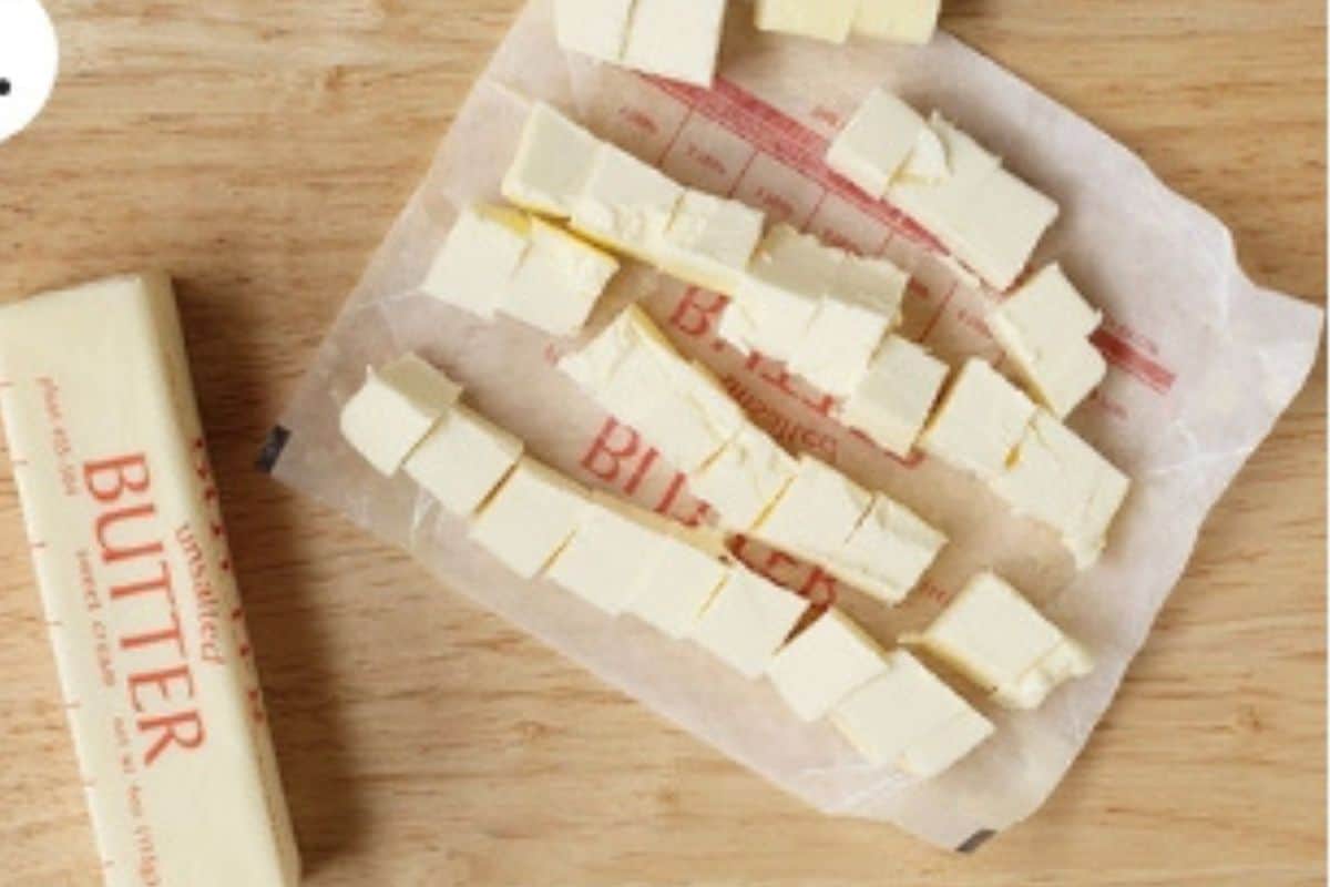 Butter cut into cubes for pie crust. 
