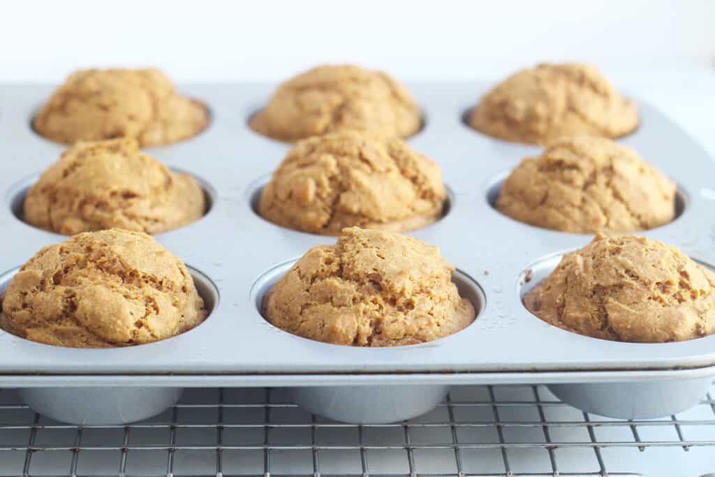 sweet potato muffins in muffin pan.