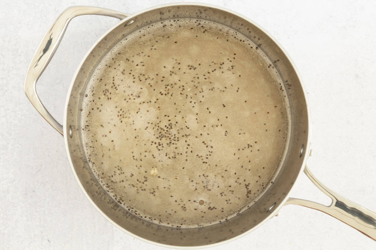 ingredients for baby porridge in pot.