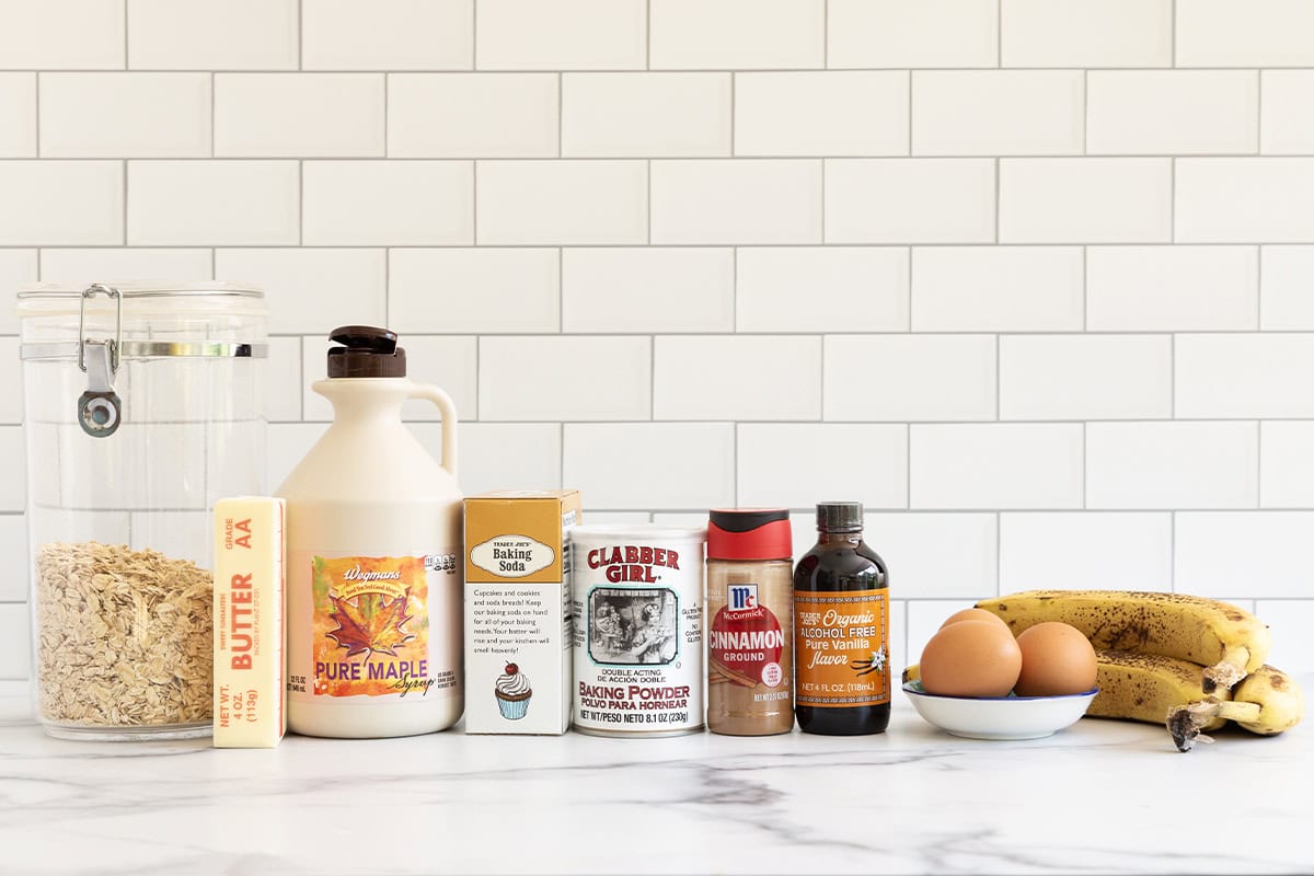 ingredients in banana cake on counter.