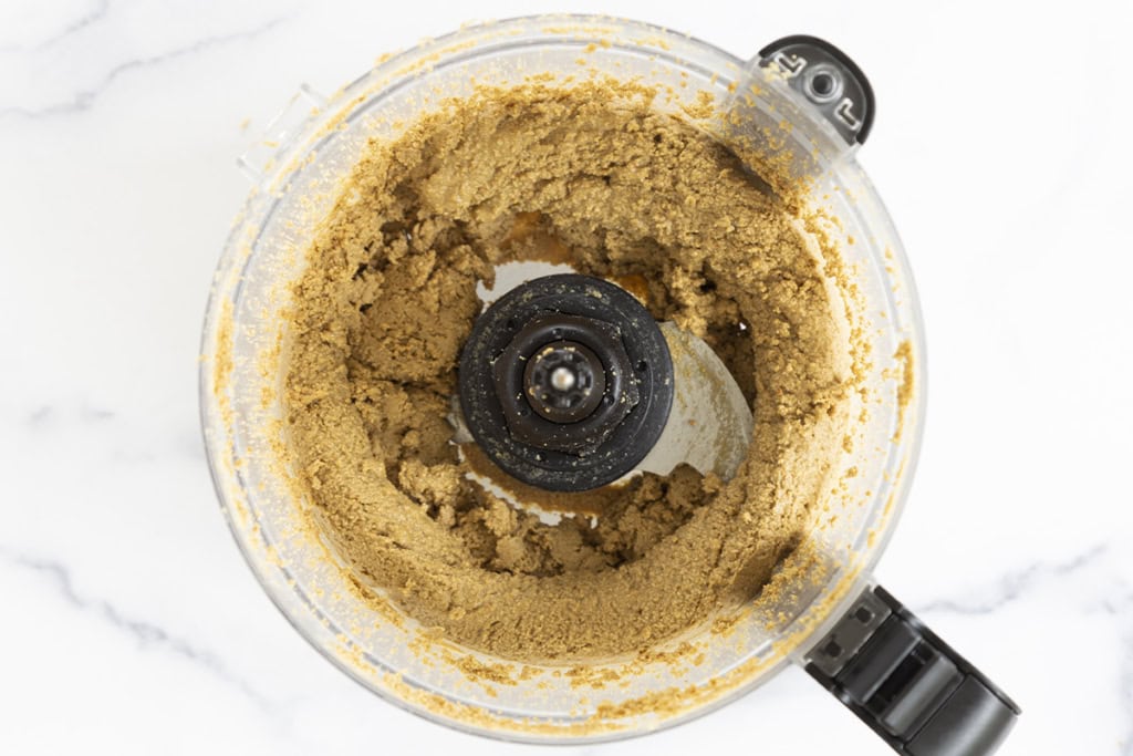Sunflower seed butter in food processor.