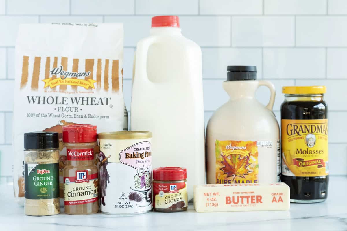 ingredients in easy gingerbread cookies on counter.