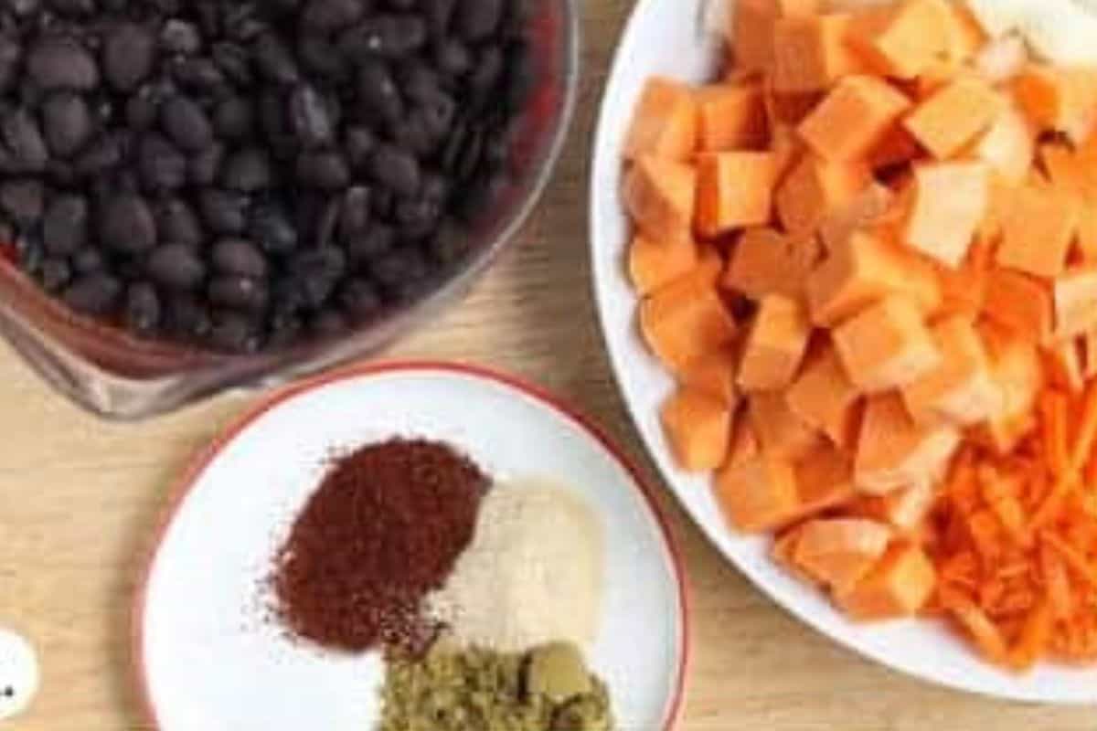 Ingredients for black bean soup. 