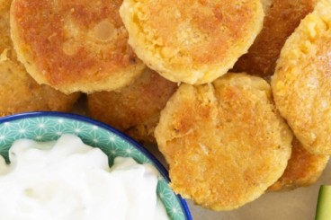 Chickpea Fritters with sides on plate.