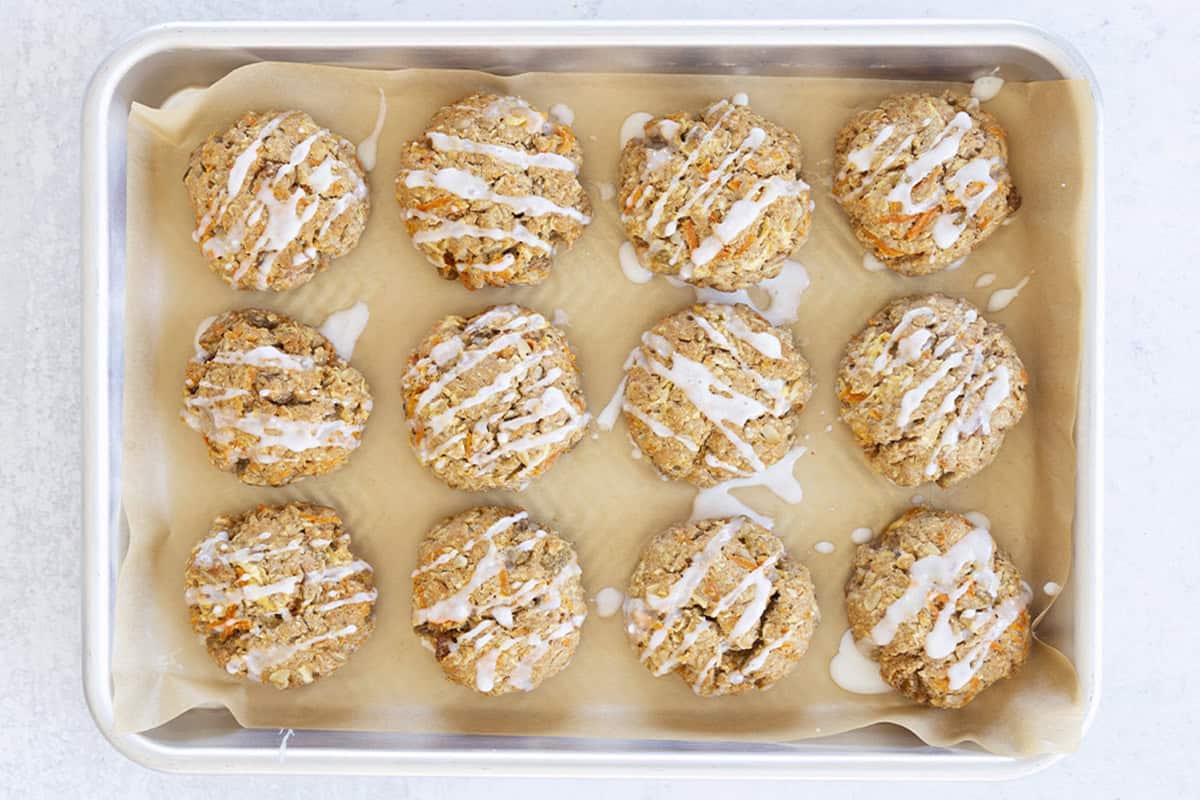 healthy oatmeal cookies on tray.