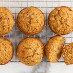 oatmeal muffins on wire rack.