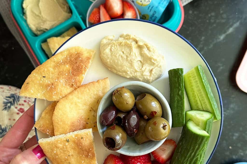 yogurt flatbread on plate.