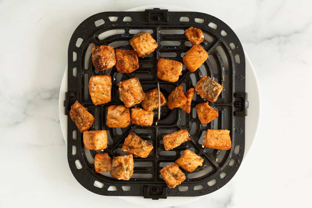 Salmon bites in air fryer.