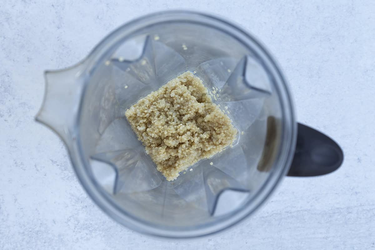 Quinoa in blender before blending. 