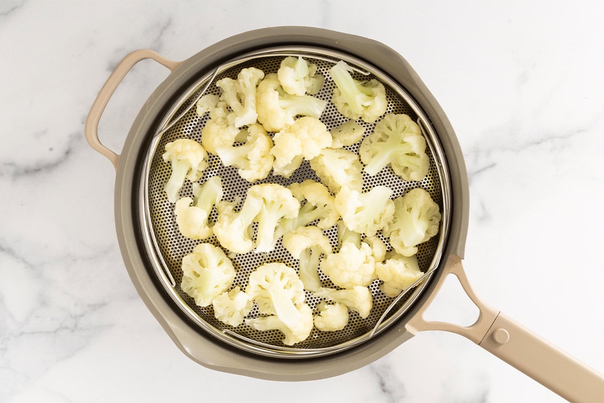 Cauliflower in pot for baby food.